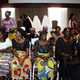Mothers of some of the more than 200 schoolgirls abducted from their school in Chibok in Nigeria’s northeastern Borno state sit, as three of the schoolgirls who escaped sit in the backround covered in white sheets, during a forum organized by nongovernment organizations in Lagos on June 5, 2014.
ADEROGBA OBISESAN/AFP/Getty Images